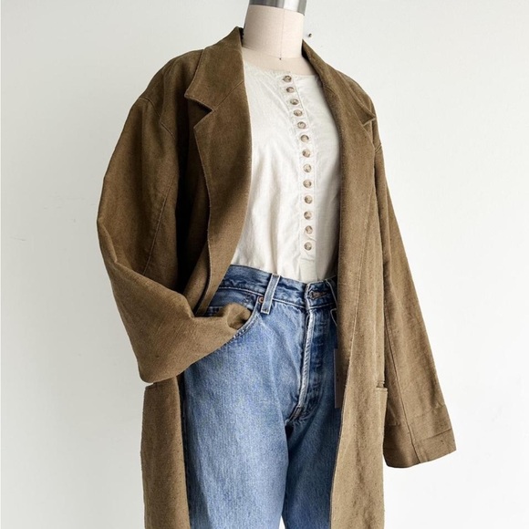 Adolfo Olive Green Linen Blazer - Picture 3 of 8